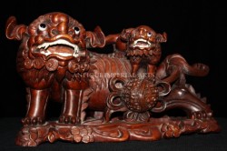 Chinese Wood Carving of Lions CW2