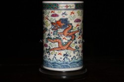 Antique Chinese Porcelain Famille Verte Brush Pot CP6