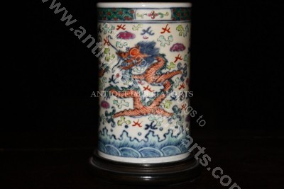 Antique Chinese Porcelain Famille Verte Brush Pot CP6 CP6